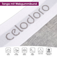Celodoro Damen Tanga mit Webgummi-Bund (3er Pack) Sport Mini-Slip mit Markenlogo