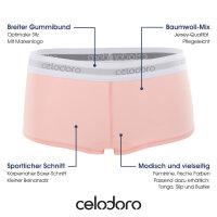 Celodoro Damen Panty mit Webgummi-Bund (3er Pack) Sport Boxer Slip mit Markenlogo