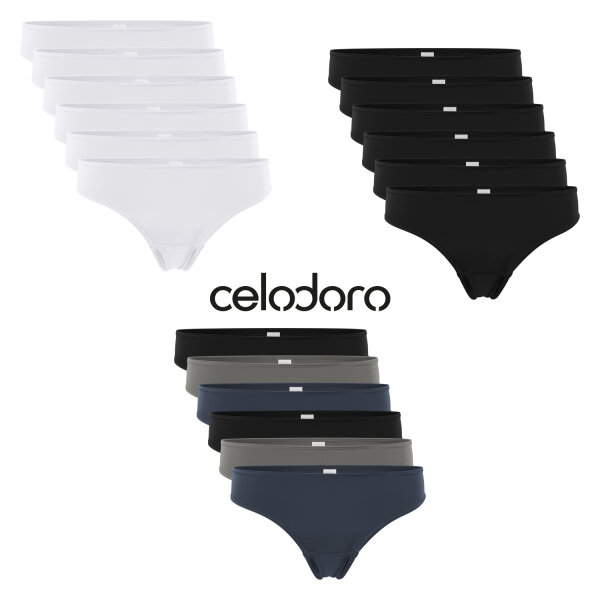 Celodoro Damen String Tanga (6er Pack), Mini-Slips aus Quick Dry-Fasern