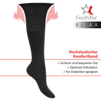 Footstar Damen & Herren Gesundheits Kniestrümpfe (6 Paar) Nahtfreie Diabetiker Strümpfe