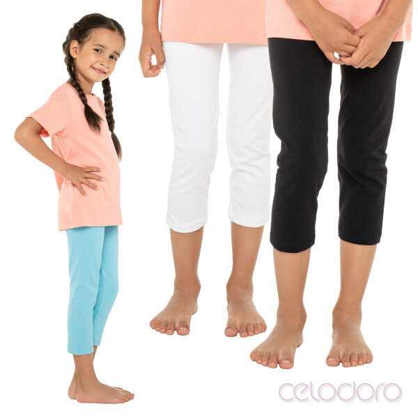 Celodoro Kinder Leggings (3/4 Capri) Stretch-Jersey Hose aus Baumwolle