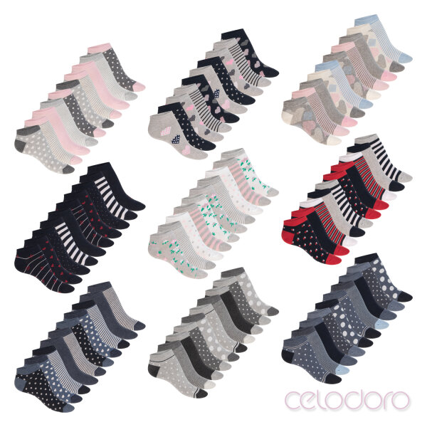 Celodoro Damen Süße Eco Sneaker Socken (10 Paar), Kurzsocken aus regenerativer Baumwolle