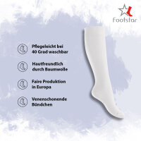 Footstar Herren & Damen Kniestrümpfe (5 Paar), Klassische Strümpfe aus Baumwolle - Everyday! - Weiß 43-46