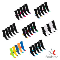 Footstar Damen und Herren Baumwoll-Socken (10 Paar) mit abgesetzter Ferse und Spitze - Schwarz Weiß 39-42