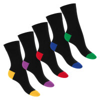 Footstar Damen und Herren Baumwoll-Socken (10 Paar) mit abgesetzter Ferse und Spitze - Schwarz 35-38